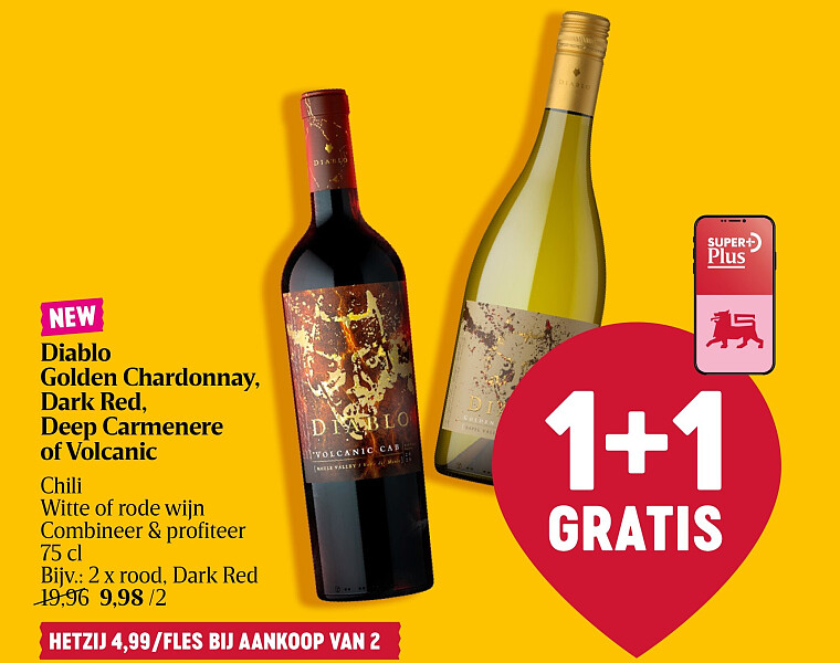 Diablo Golden Chardonnay, Dark Red, Deep Carmenere of Volcanic