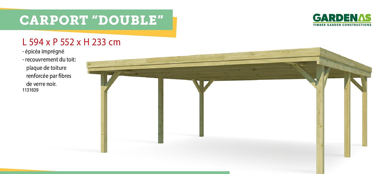 Gardenas carport double 594x552 cm