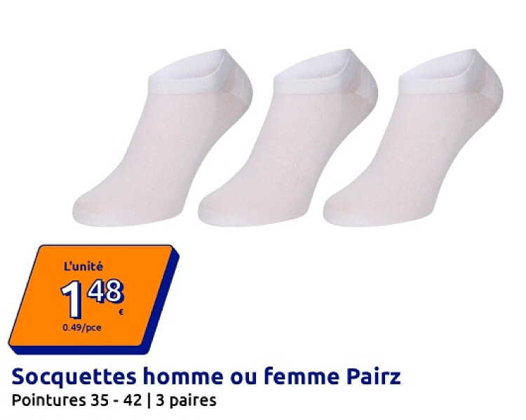 Socquettes homme ou femme Pairz