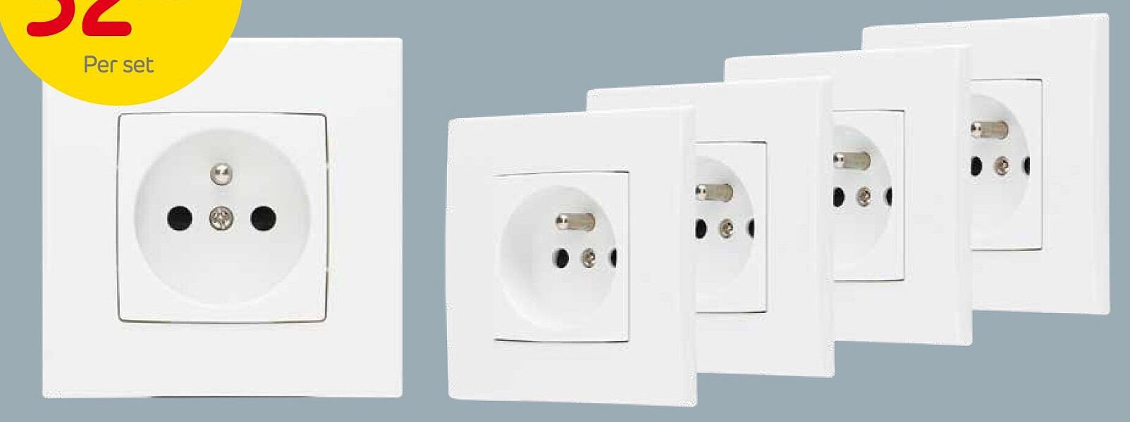 Set van 5 stopcontacten + dekplaatjes Dimond