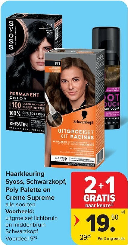 Haarkleuring Syoss, Schwarzkopf, Poly Palette en Creme Supreme