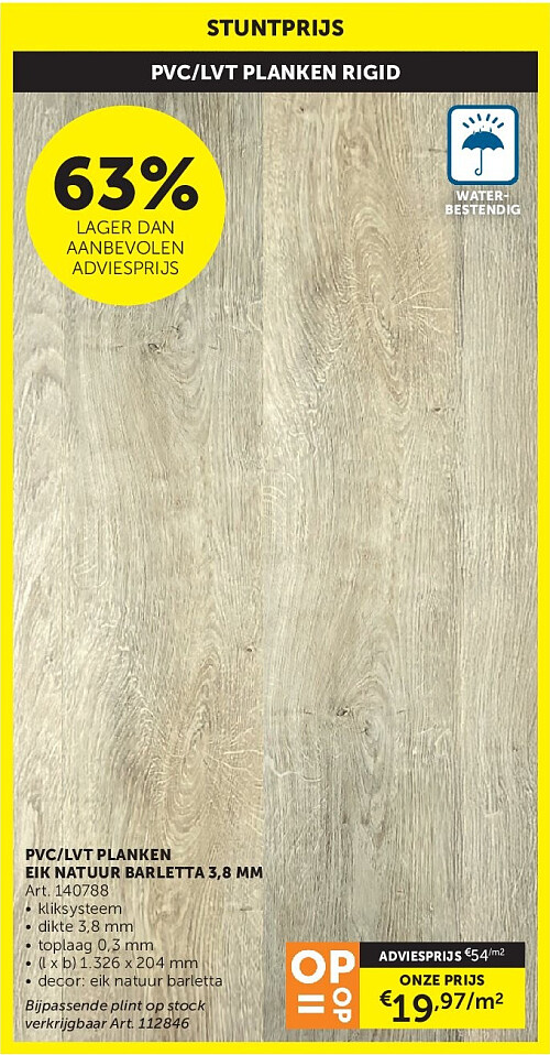 PVC/LVT PLANKEN EIK NATUUR BARLETTA 3,8 MM