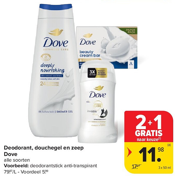 Deodorant, douchegel en zeep Dove