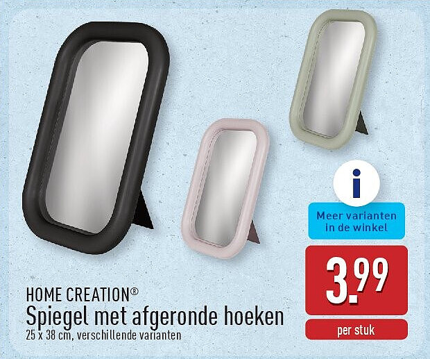 Spiegel met afgeronde hoeken