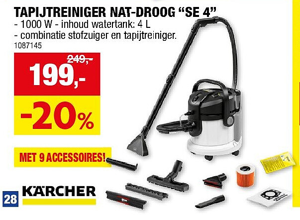 TAPIJTREINIGER NAT-DROOG “SE 4”