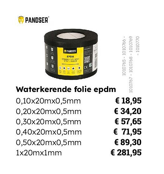 MortelkuiWaterkerende folie epdm 0,20x20mx0,5mm