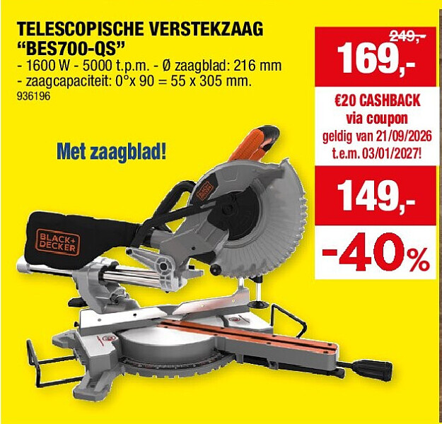 TELESCOPISCHE VERSTEKZAAG “BES700-QS”