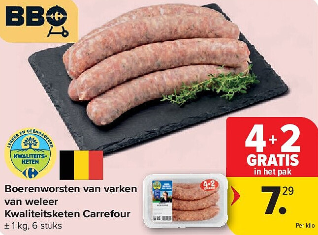Boerenworsten van varken van weleer Kwaliteitsketen Carrefour