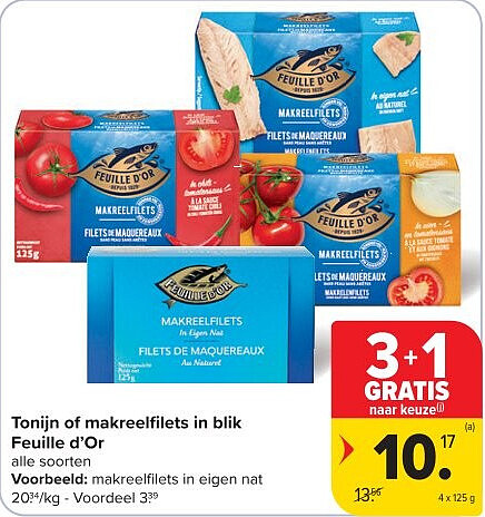 Tonijn of makreelfi lets in blik Feuille d’Or