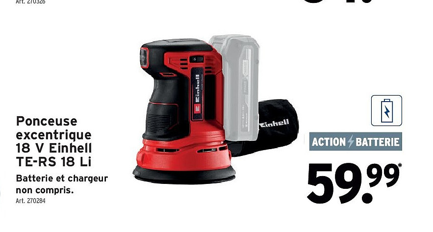 Ponceuse excentrique 18 V Einhell TE-RS 18 Li