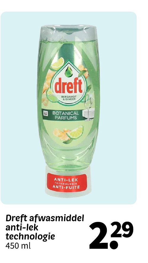 Dreft afwasmiddel anti-lek technologie