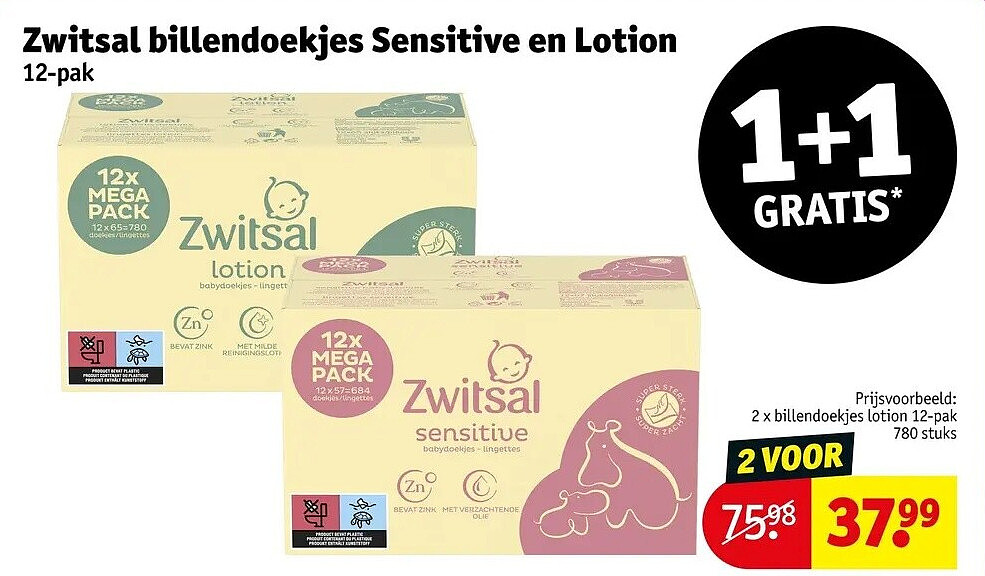 2 x billendoekjes lotion 12-pak 780 stuks