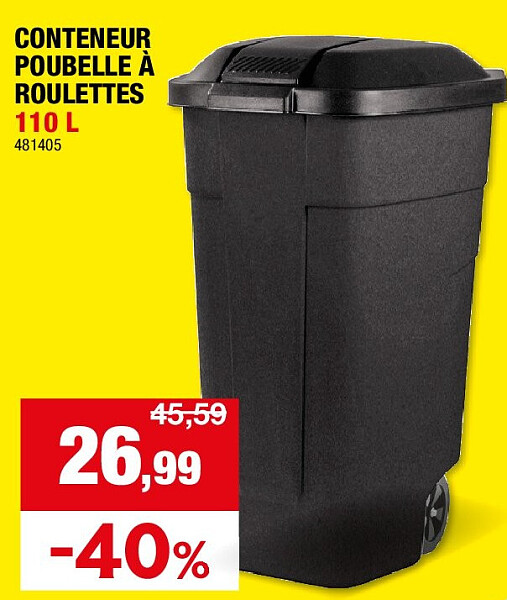 CONTENEUR POUBELLE À ROULETTES 110 L