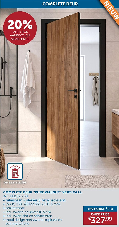 COMPLETE DEUR "PURE WALNUT" VERTICAAL