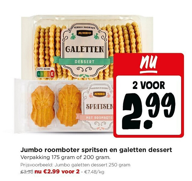 Jumbo roomboter spritsen en galetten dessert