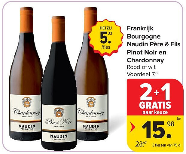 Frankrijk Bourgogne Naudin Père & Fils Pinot Noir en Chardonnay