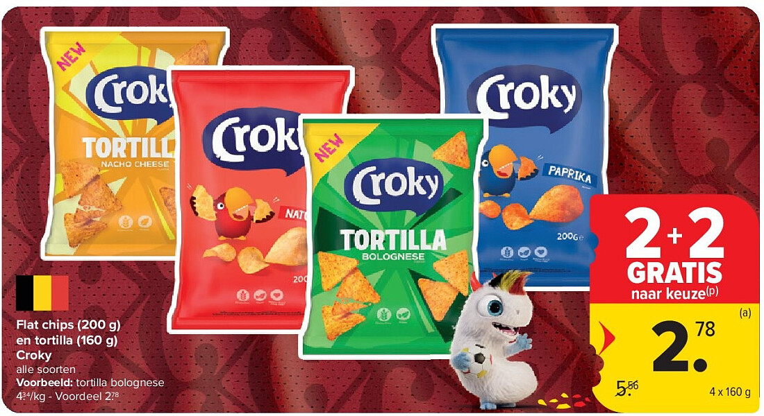 Flat chips (200 g) en tortilla (160 g) Croky