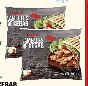 Lamelles de kebab surgelées Auchan 600 g