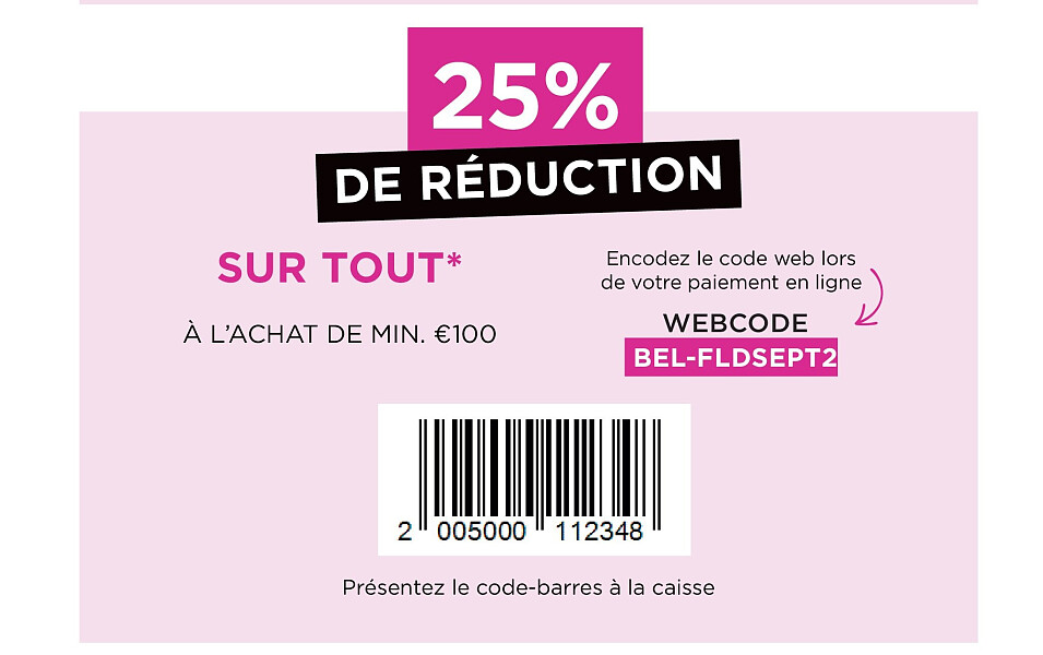 25% de réduction sur tout