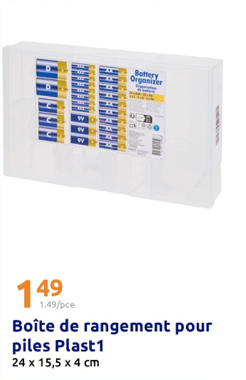 Boîte de rangement pour piles Plast1