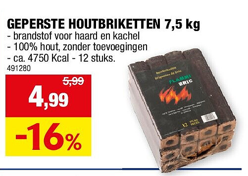GEPERSTE HOUTBRIKETTEN 7,5 kg