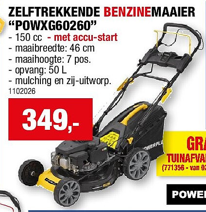 ZELFTREKKENDE BENZINEMAAIER “POWXG60260”