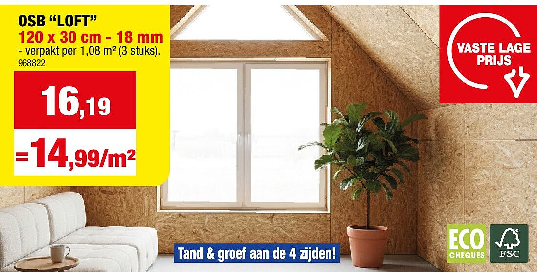 OSB “LOFT” 120 x 30 cm - 18 mm