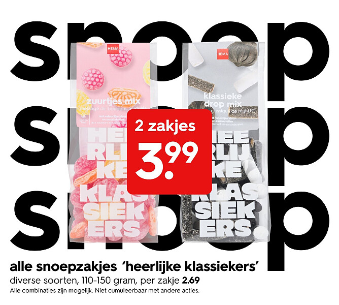 alle snoepzakjes ‘heerlijke klassiekers’