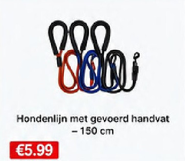 Hondenlijn met gevoerd handvat -150 cm