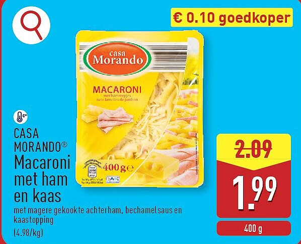Macaroni met ham en kaas