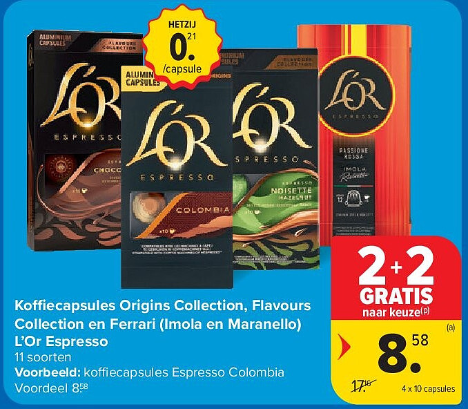 Ko ecapsules Origins Collection, Flavours Collection en Ferrari (Imola en Maranello) L’Or Espresso