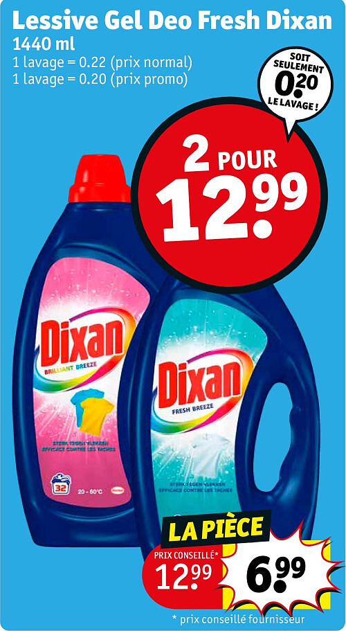 Lessive Gel Deo Fresh Dixan 1440 ml