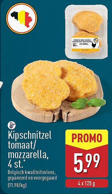 Kipschnitzel tomaat/ mozzarella, 4st.