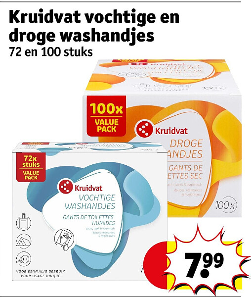 Kruidvat vochtige en droge washandjes