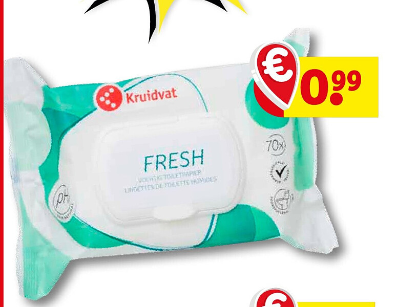 Kruidvat Fresh moist toilet wipes