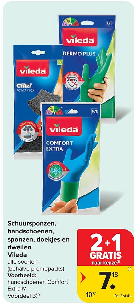 Schuursponzen, handschoenen, sponzen, doekjes en dweilen Vileda