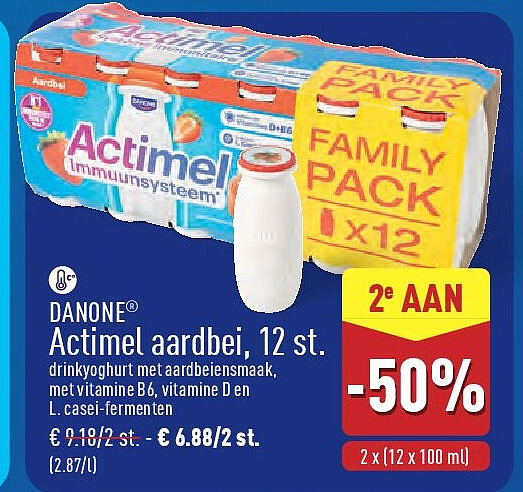 Actimel aardbei, 12st.