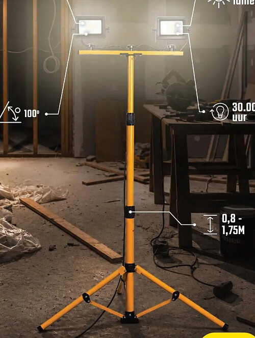2x20W 6500K LED werklamp op statief