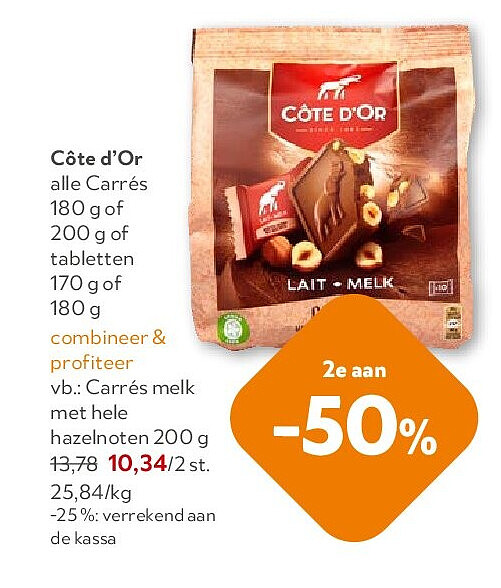 Côte d’Or alle Carrés 180 g