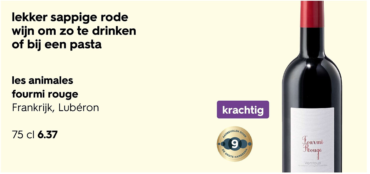 lekker sappige rode wijn om zo te drinken of bij een pasta
