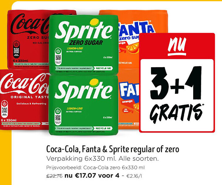 Coca-Cola, Fanta & Sprite regular of zero