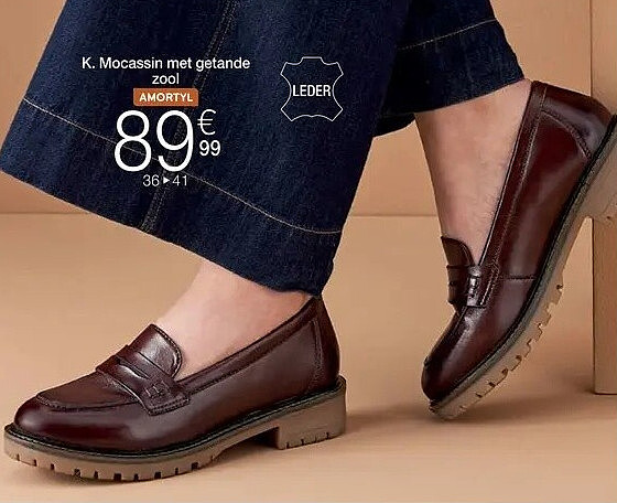 Mocassin met getande zool