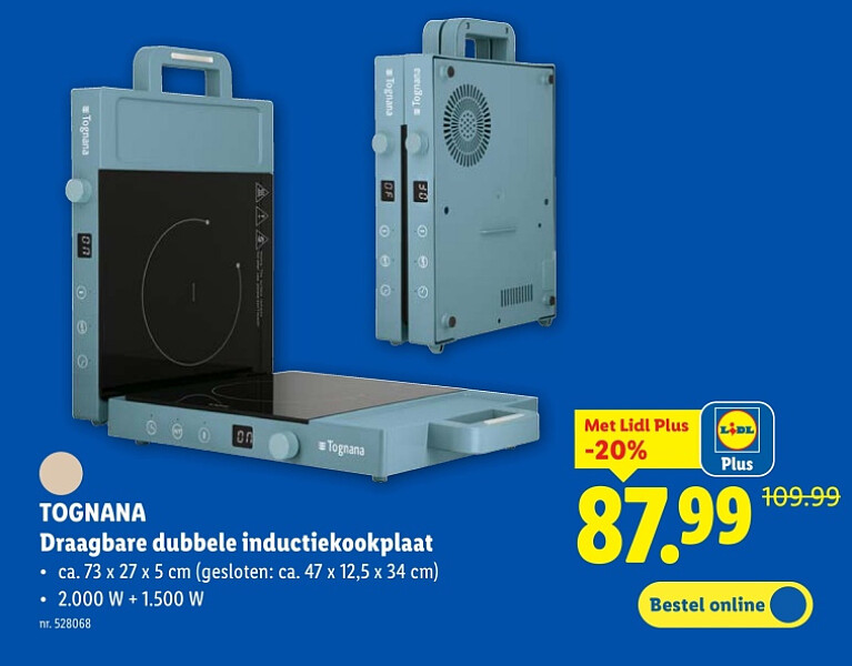 Draagbare dubbele inductiekookplaat
