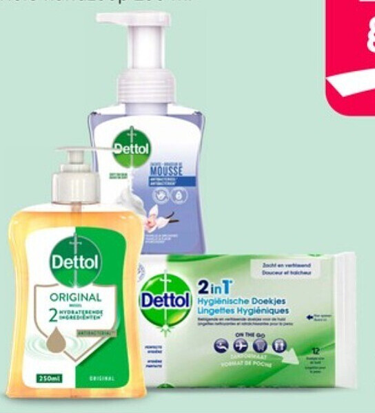 Dettol zeep en hygiënische doekjes 12 stuks, Original antibacteriële handzeep 250 ml