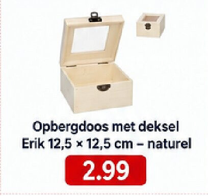 Opbergdoos met deksel Erik 12,5 x 12,5 cm - naturel