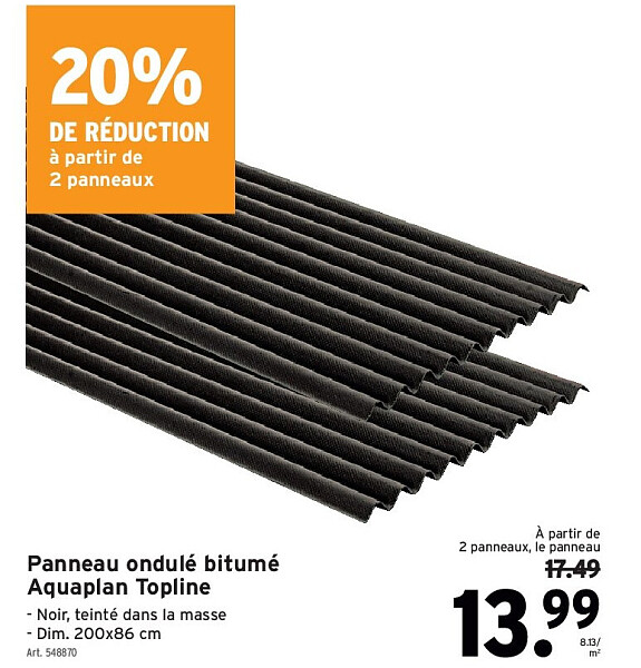 Panneau ondulé bitumé Aquaplan Topline