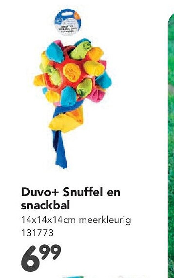 Duvo+ Snuffel en snackbal 14x14x14cm meerkleurig 131773