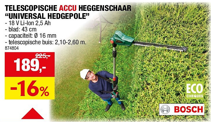 TELESCOPISCHE ACCU HEGGENSCHAAR “UNIVERSAL HEDGEPOLE”