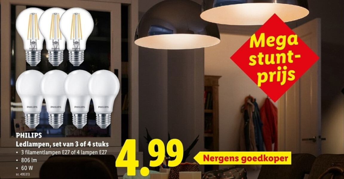 Ledlampen, set van 3 of 4 stuks