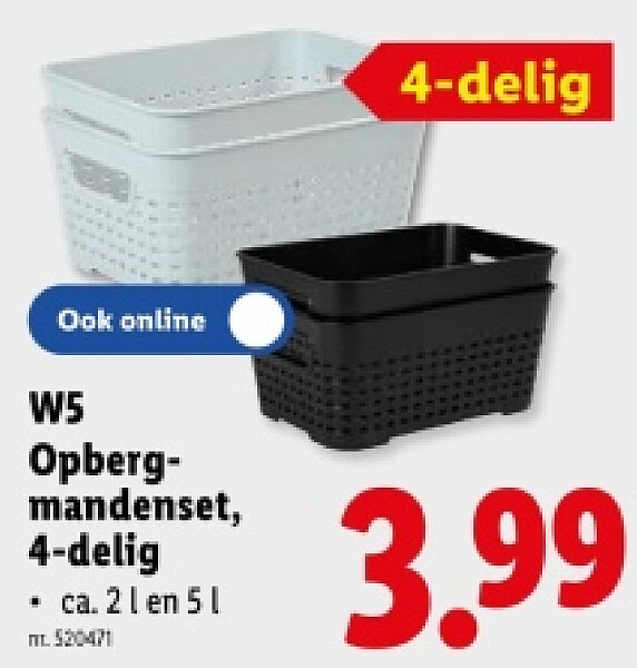 Opberg- mandenset, 4-delig